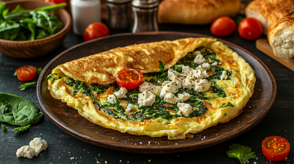 SPINAT-OMELETT MIT FETA UND TOMATEN - Schlank mit Plan