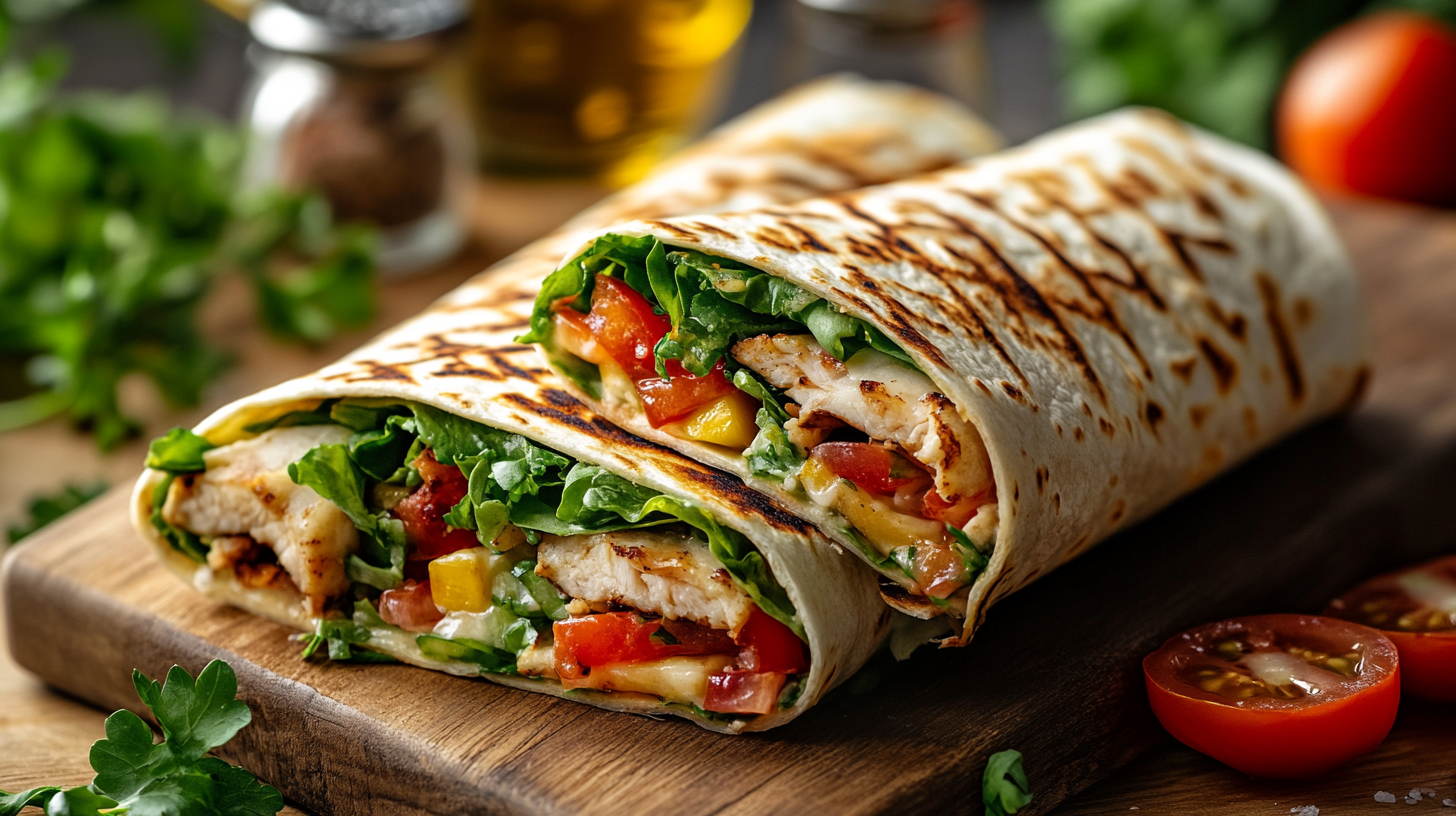 WRAP MIT VOLLKORN-TORTILLA, HÄHNCHENBRUST UND SALAT - Schlank mit Plan WRAP MIT VOLLKORN-TORTILLA, HÄHNCHENBRUST UND SALAT - Schlank mit Plan