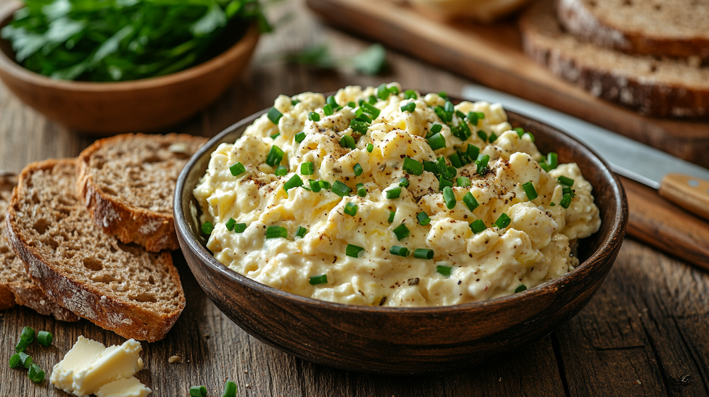 EIERSALAT MIT SCHNITTLAUCH UND VOLLKORNBROT - Schlank mit Plan EIERSALAT MIT SCHNITTLAUCH UND VOLLKORNBROT - Schlank mit Plan